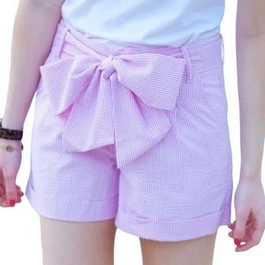 Lauren James Seersucker Bow Shorts